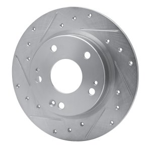 Honda Civic Brake Rotor (1) - Rear Left - R1 Concepts - Drilled & Slotted - Silver - `16-`25